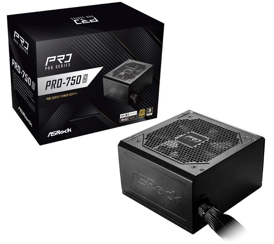 Fonte ASRock Pro 750W 80 Plus Gold ATX 3.1 Preto PRO-750G