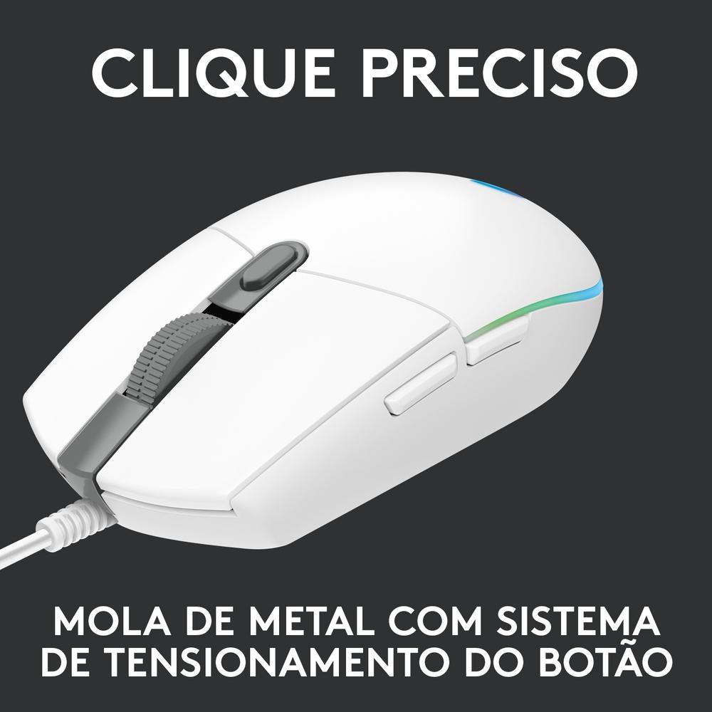 Detalhes de Mouse Gamer Logitech G203 White RGB 8000DPI 6 Botões Azul
