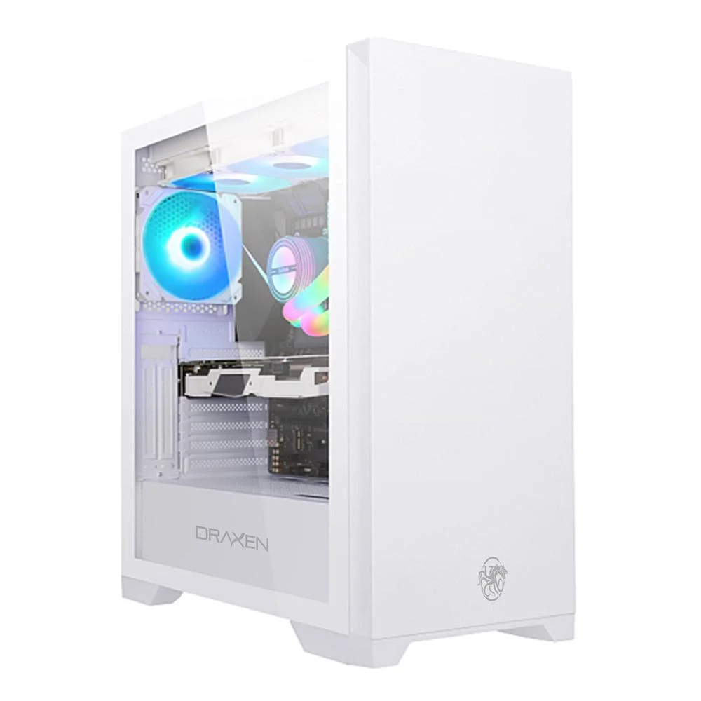 Gabinete Gamer Khamsa Vidro Temperado ARGB Branco DRN43K-WH