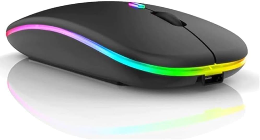 Detalhes de Mouse Sem Fio Recarregável Wireless Bluetooth RGB E-1300