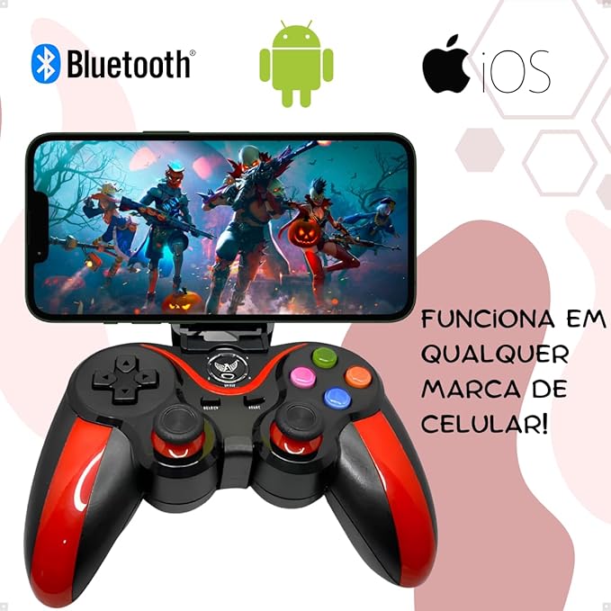 Detalhes de Controle Gamepad Bluetooth KAP-G7 Kapbom Comp/ IOS PS3 TV