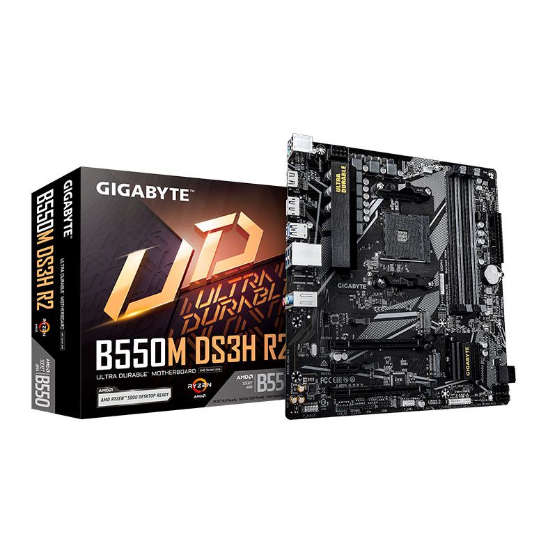Placa Mae Gigabyte B550M DS3H AC WIFI R2 Chipset AMD B550 DDR4