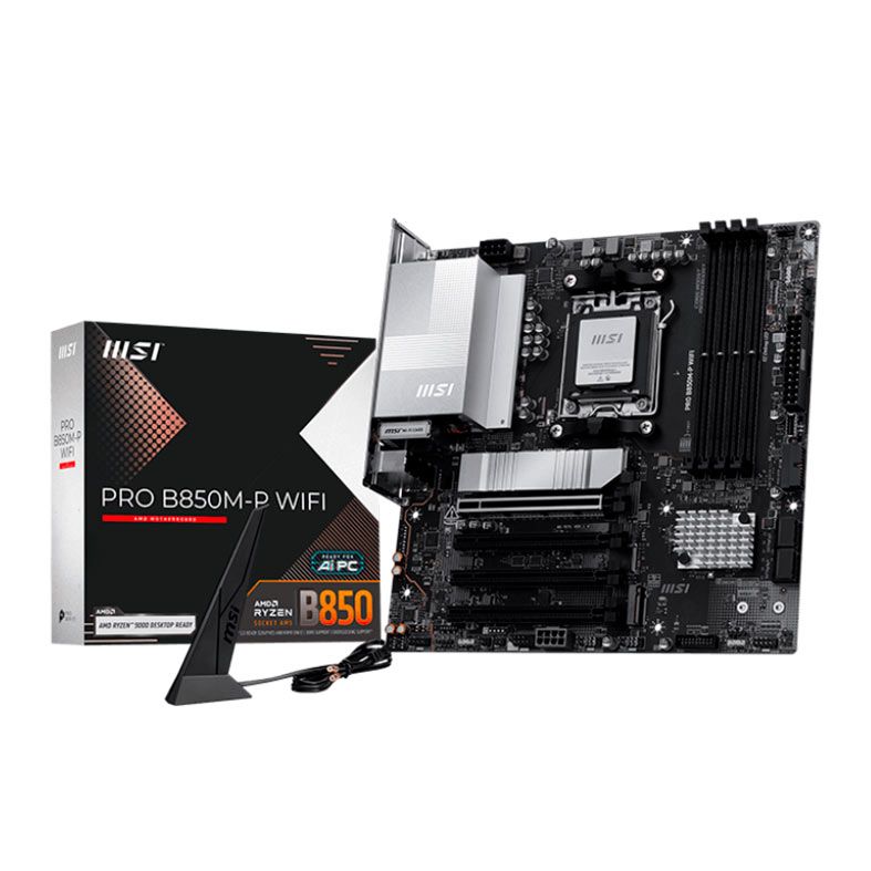 Detalhes de Placa MAE MSI PRO B850M-P Wifi AM5 Ryzen DDR5 Matx M.2 Nvme