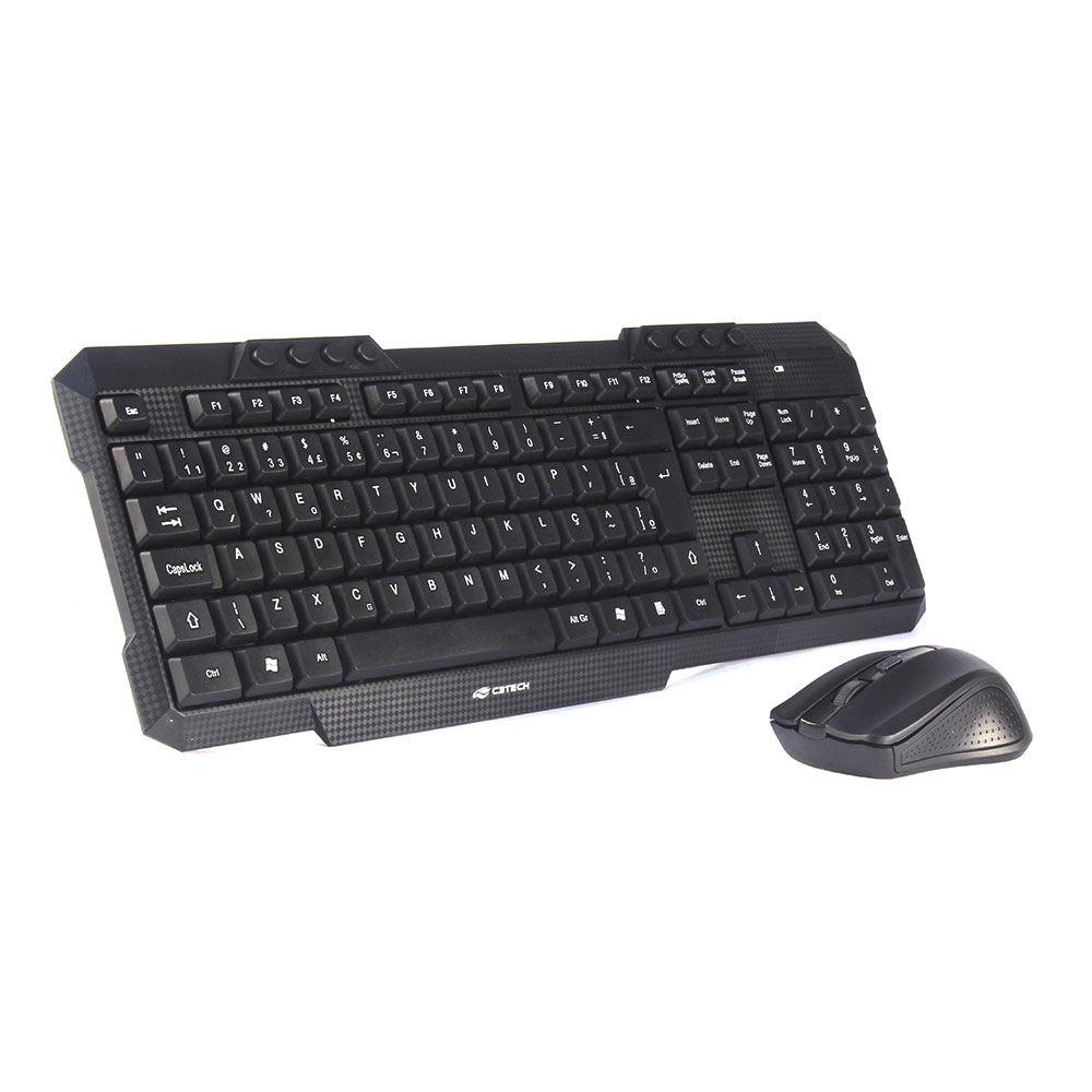 Kit C3Tech com Teclado ABNT 2 e Mouse Wireless USB K-W10BK