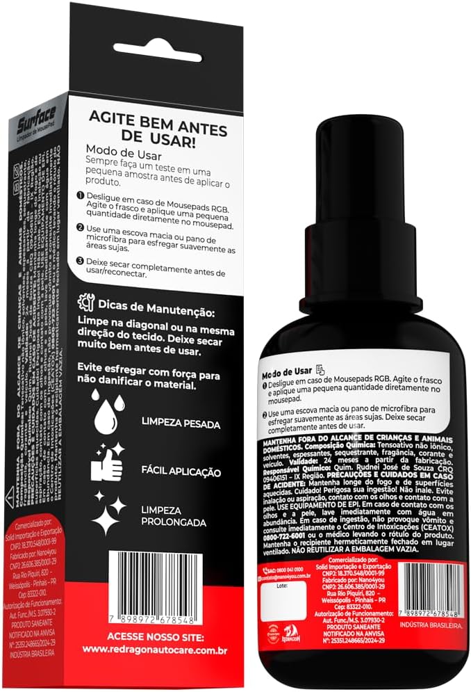 Detalhes de Redragon Surface – Solução Nano para Limpeza de Mousepads
