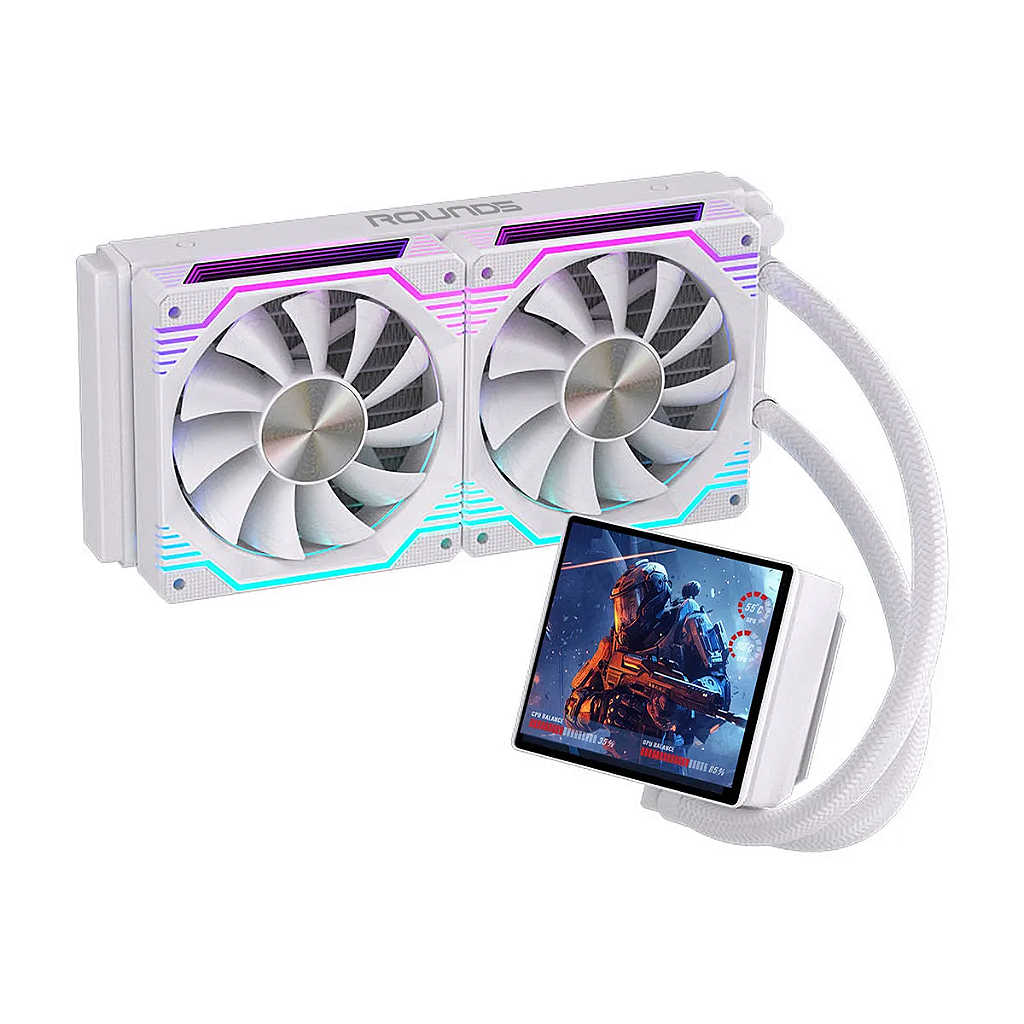 Detalhes de Water Cooler Gamer Round5 Zephyro 240 Rgb Com Display Branco