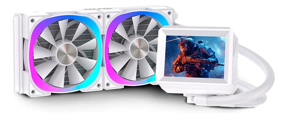 Detalhes de Water Cooler Gamer Round5 Notus 240 Argb Com Display Branco