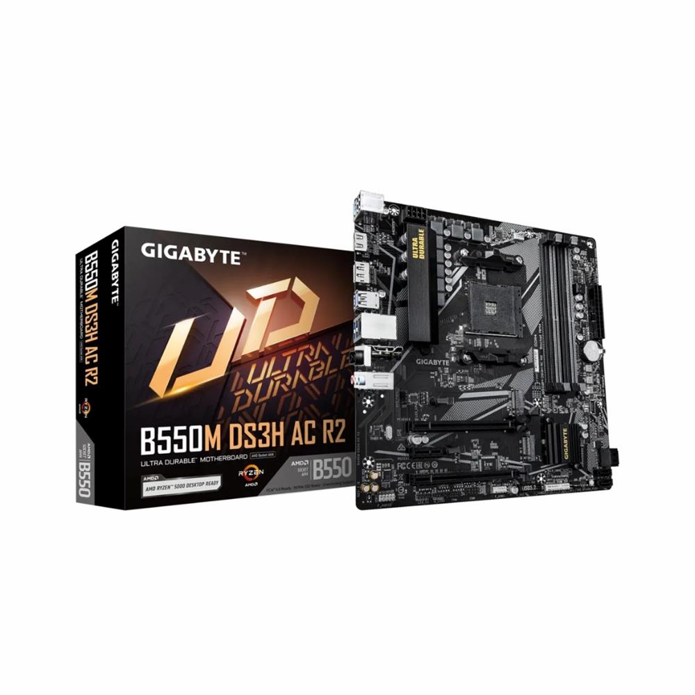 Detalhes de Placa Mãe Gigabyte B550M DS3H AC R2 AMD B550 AM4 MATX DDR4
