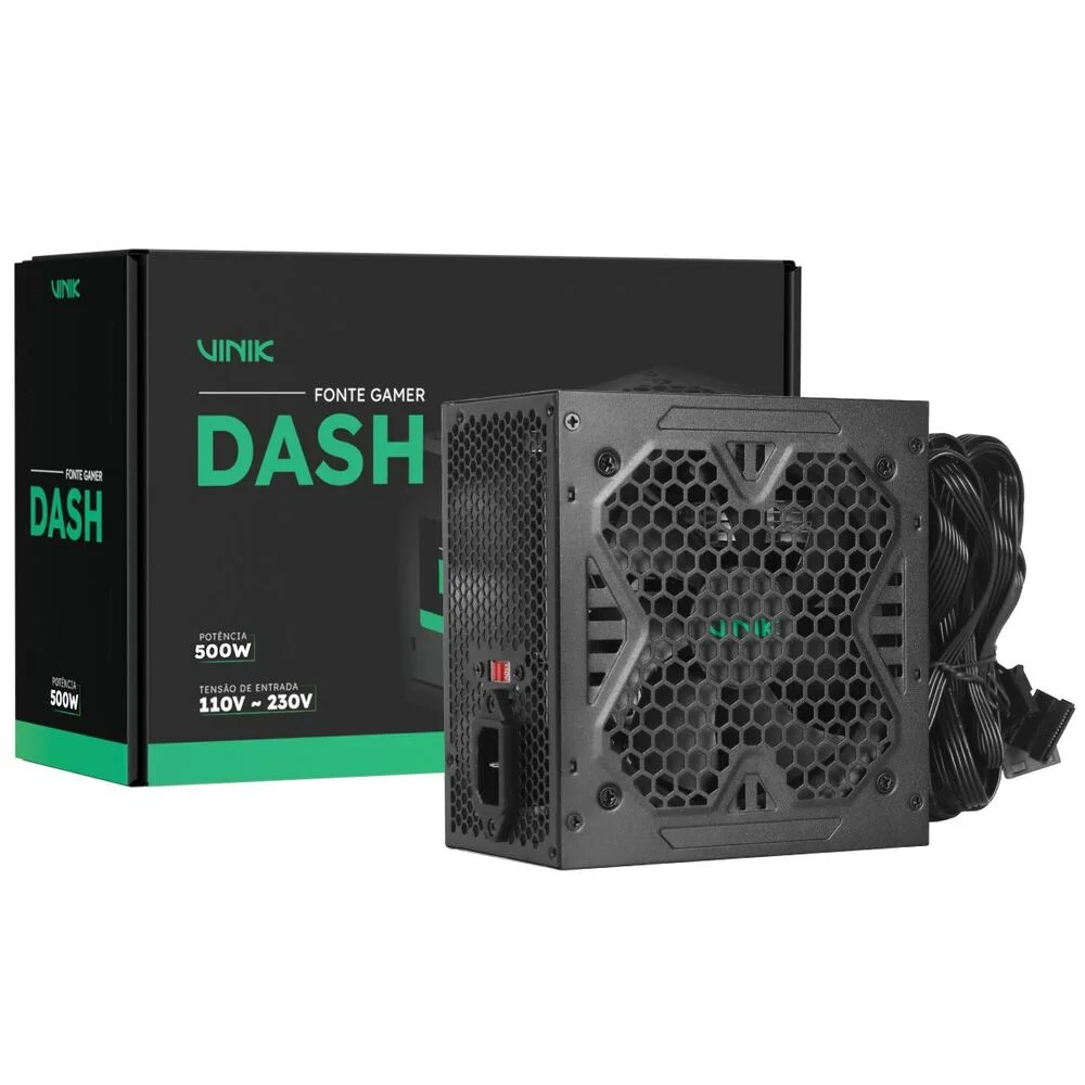 Fonte Gamer Vinik Dash 500W Preto Bivolt VFG500WPV3