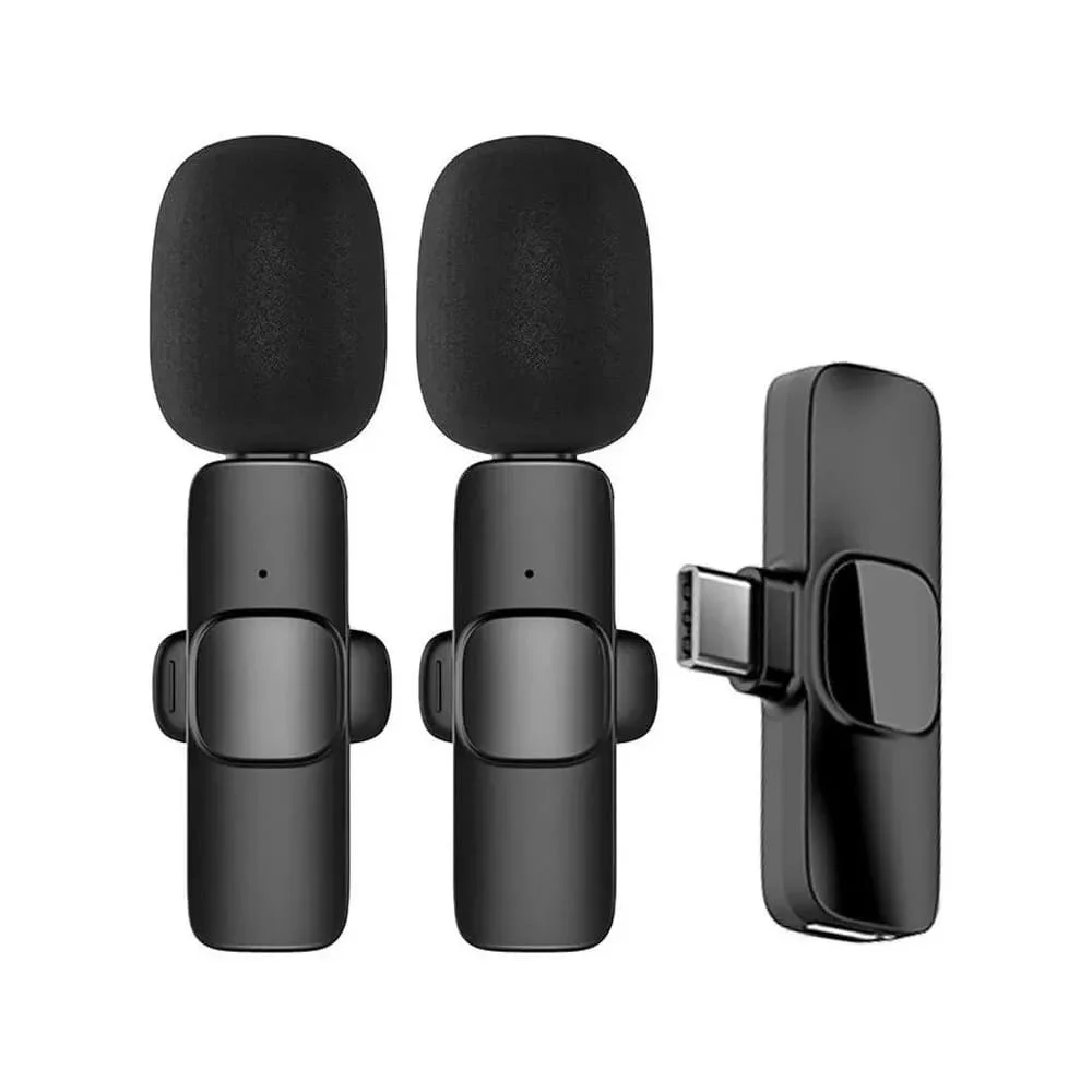 Microfone de Lapela Sem Fio Duplo MD9 9706 USB-C para Android