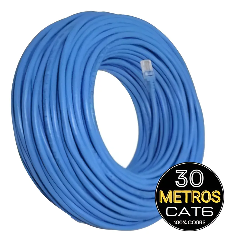 Cabo De Rede Cat6 30m Azul 100% Cobre - Md Connect - MD9