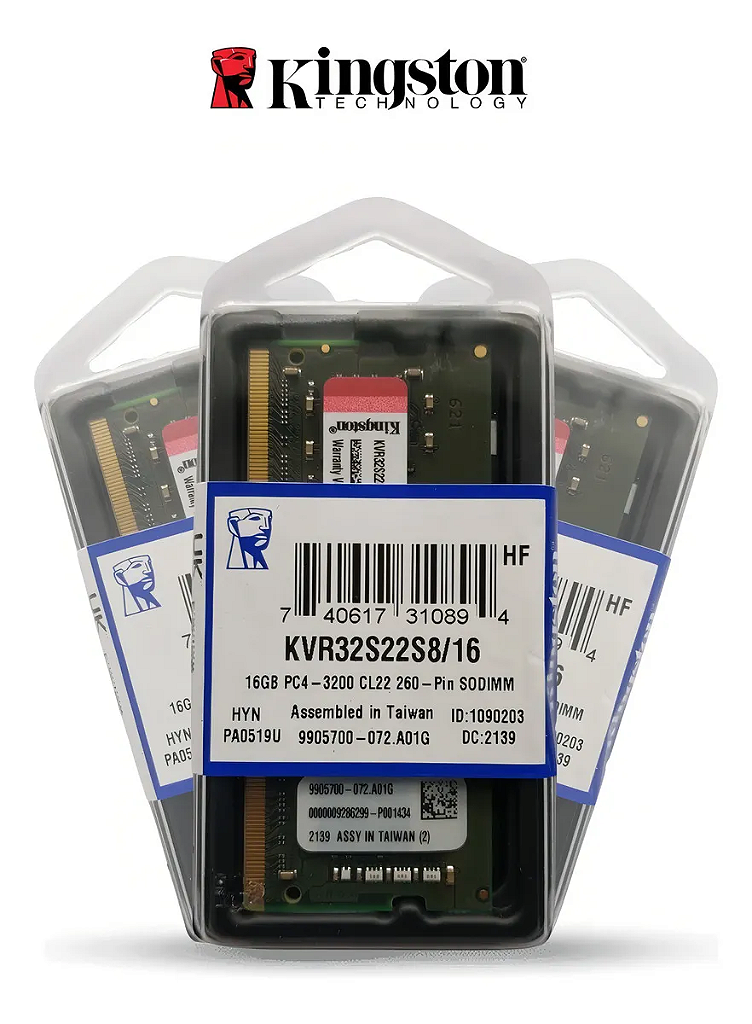Memória RAM Kingston Notebook verde 16GB KVR32S22S8/16