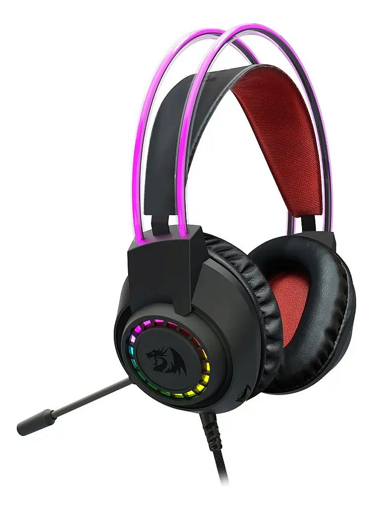 Detalhes de Headset Gamer Redragon Scream RGB H231RGB Driver 40mm P2 Preto com Microfone