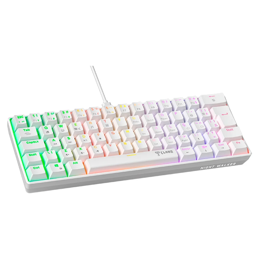 Detalhes de Teclado Mecânico Gamer 60% RGB Clanm Snow Walker V2 Branco