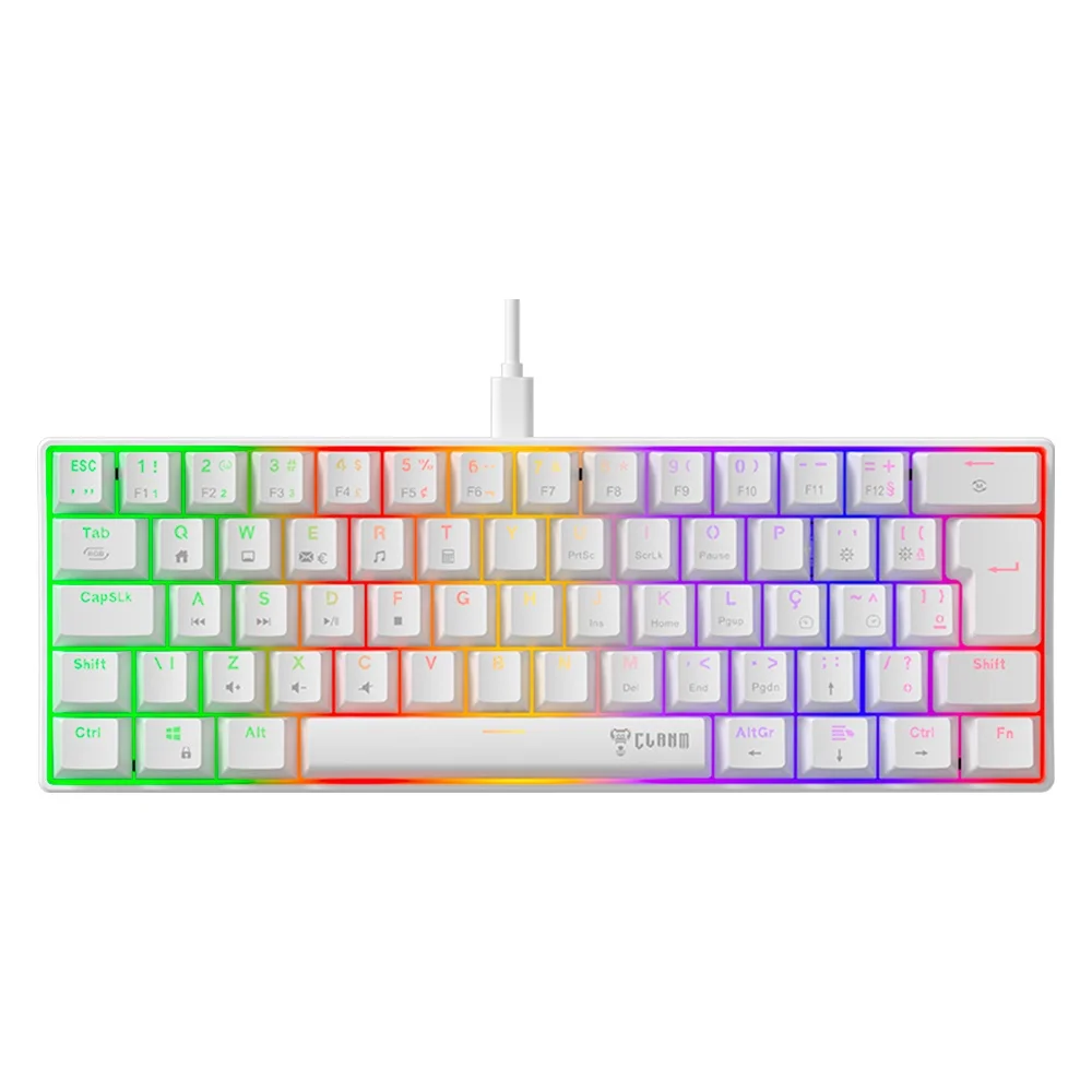 Teclado Mecânico Gamer 60% RGB Clanm Snow Walker V2 Branco