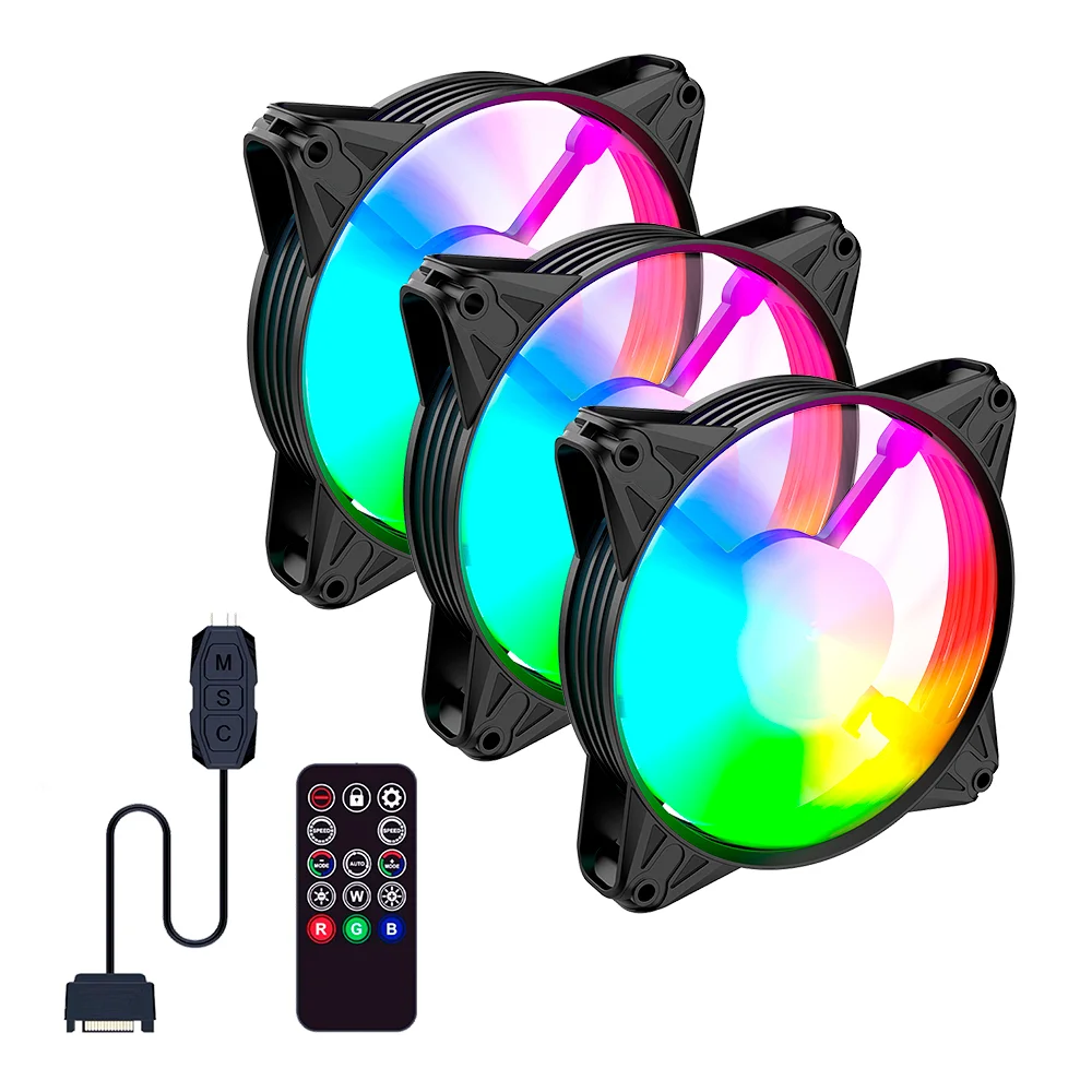 Kit Cooler Fan ARGB Clanm Eurus 120mm com Controladora e Controle Remoto