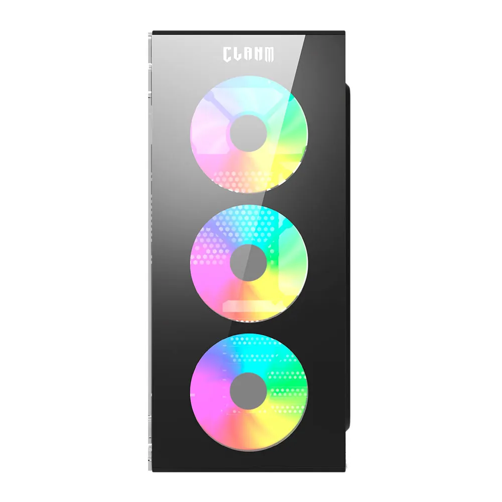 Detalhes de Gabinete Gamer Clanm Smog Mid Tower Preto Sem Fans Vidro Temperado