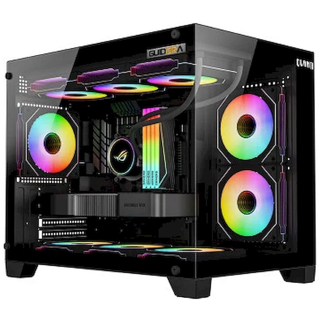 Gabinete Gamer Clanm Guidora Aquário Vidro Preto Sem Fan