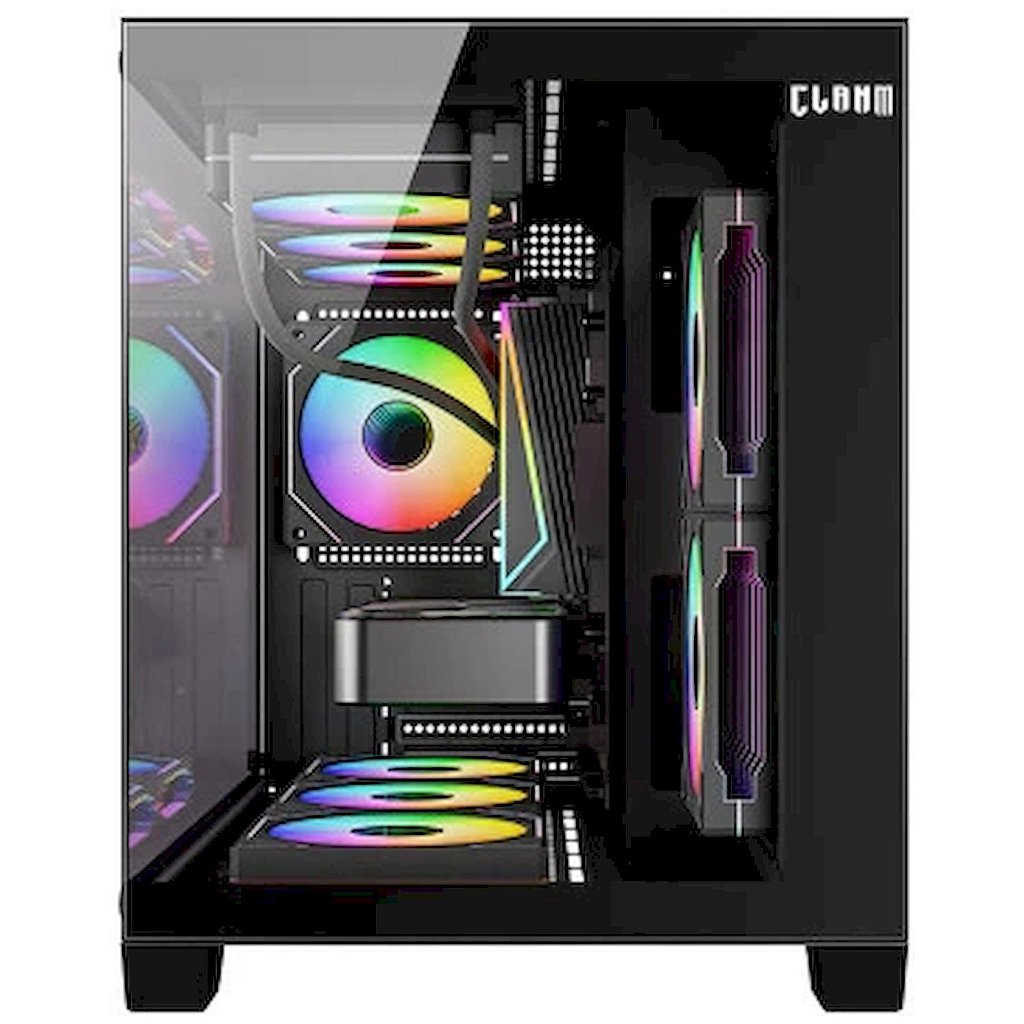 Detalhes de Gabinete Gamer Clanm Guidora Aquário Vidro Preto Sem Fan