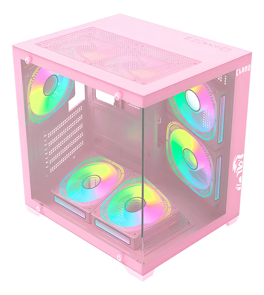 Gabinete Clanm Sem Fans Candy Micro Atx Vidro Temperado Rosa