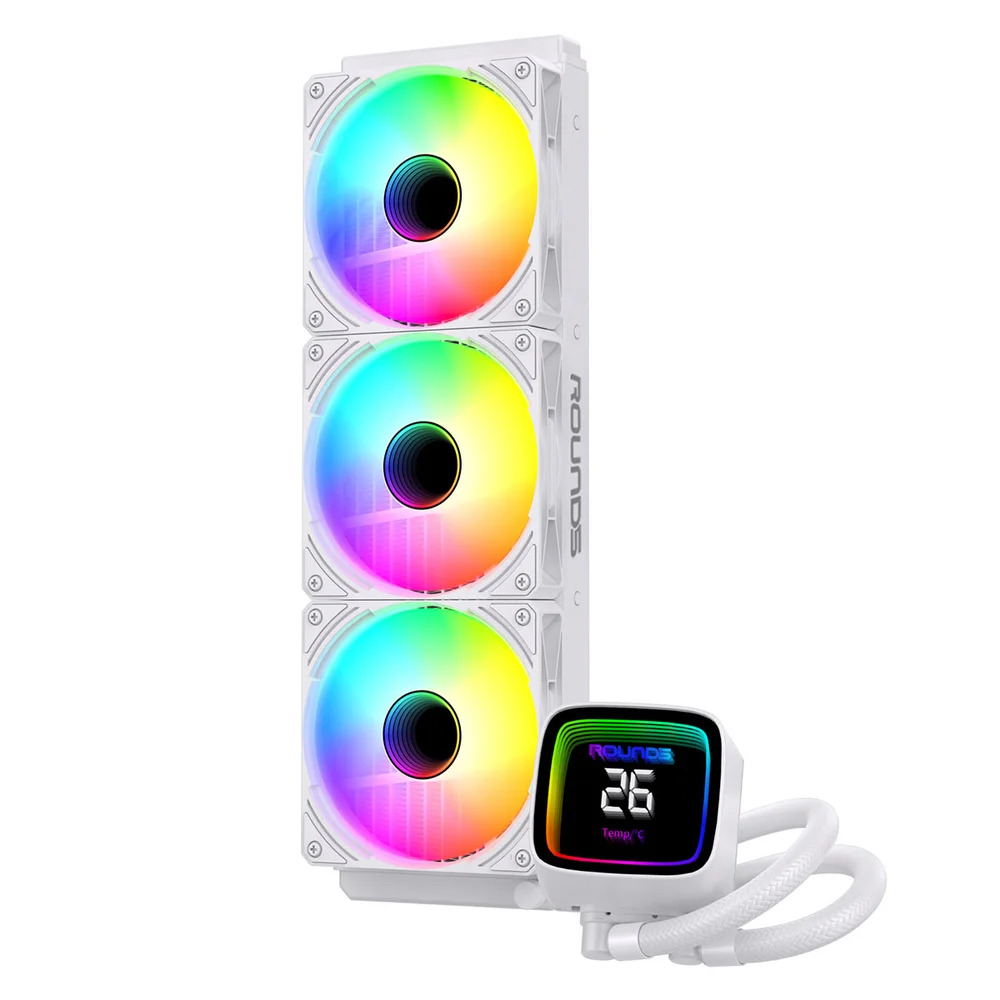 Detalhes de Water Cooler Round5 Boreah 360mm ARGB Com Display Cor Branca