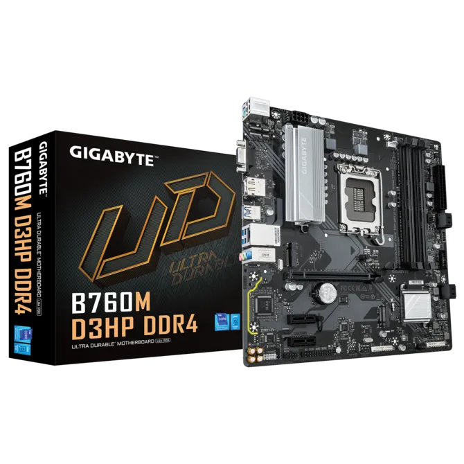 Placa-mãe Gigabyte B760m D3hp Ddr4 Socket 1700 Preta Preto