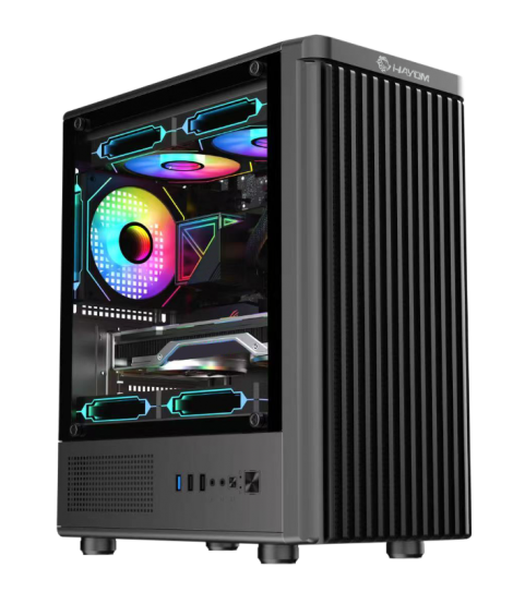 Gabinete Hayom GB1727 MidTower Lateral em Vidro C/ 3 Fans