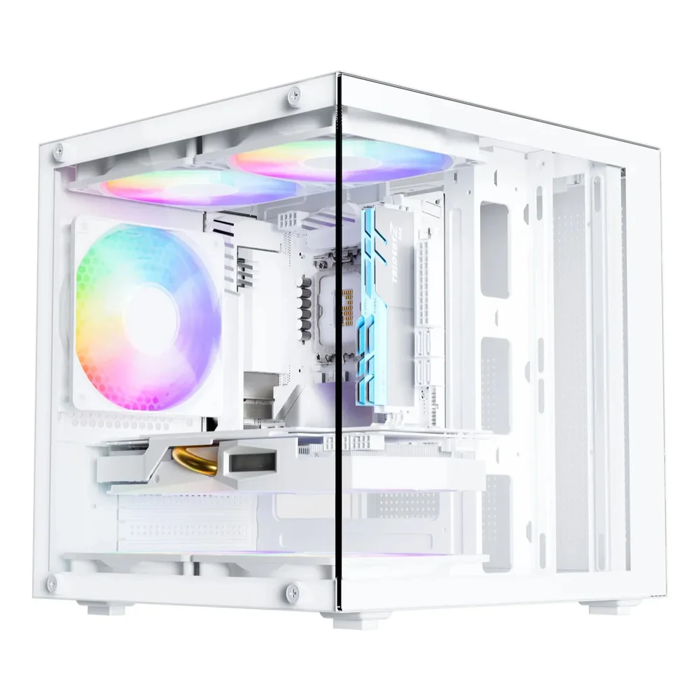 Gabinete Gamer Bluecase BG-066 LIFE branco com vidro temperado
