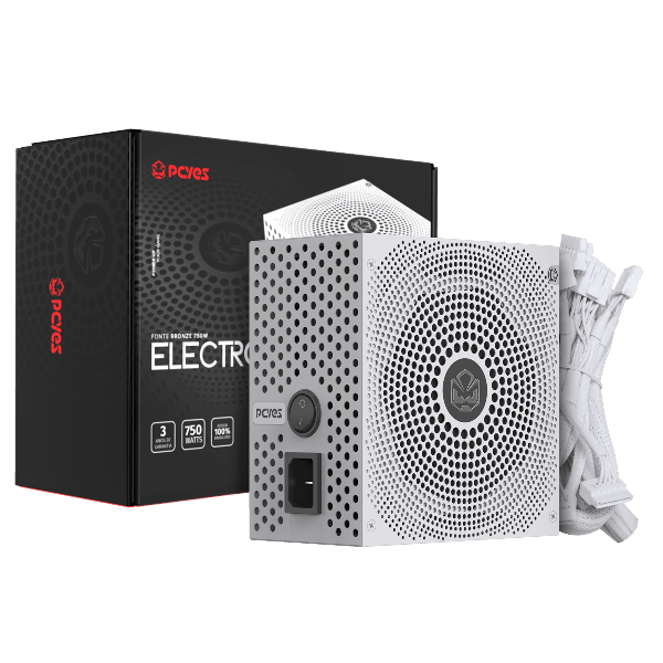 Fonte Gamer PCYes Electro V2 750W White Ghost 80 Plus Bronze