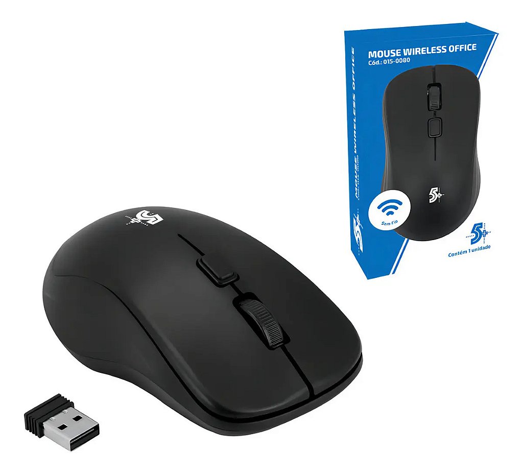 Mouse sem fio 5+ MW-500 preto