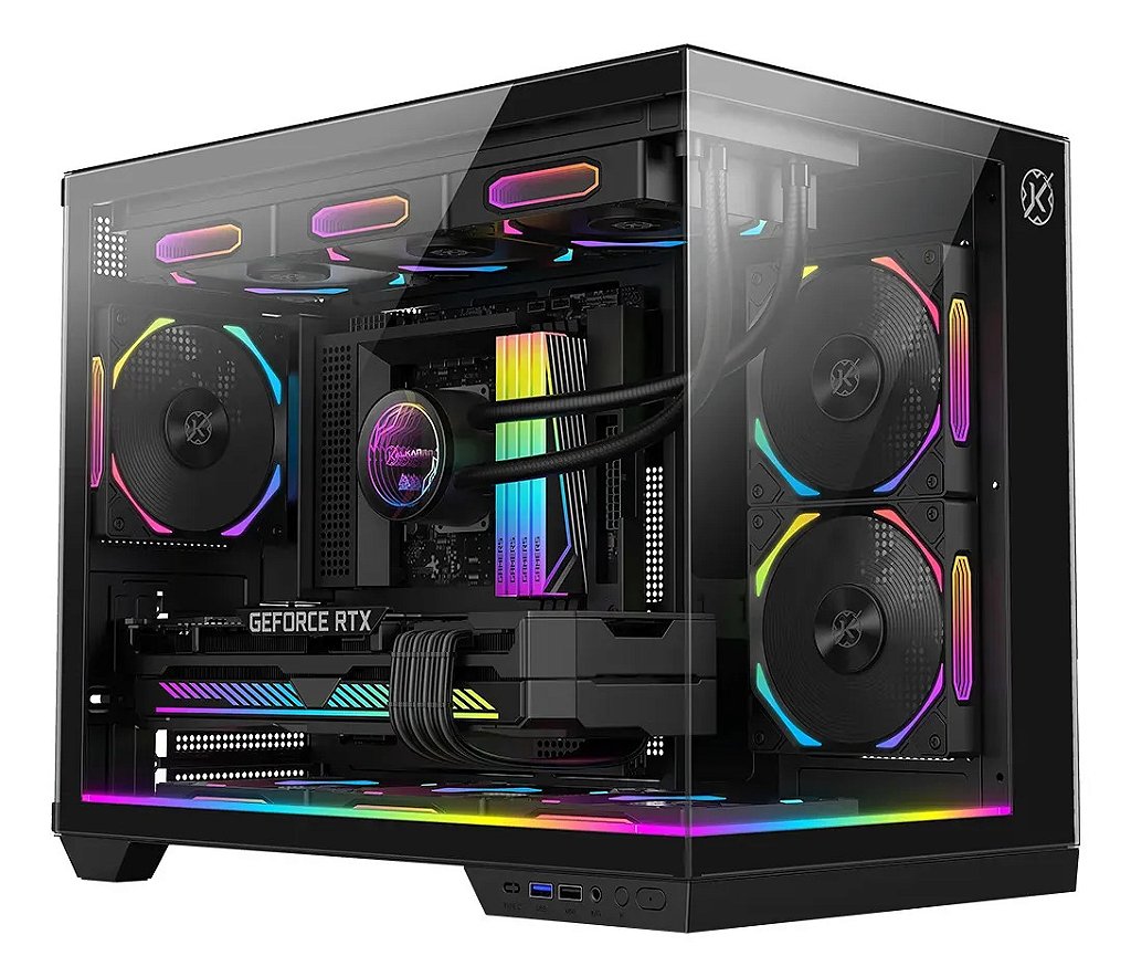 Gabinete Kalkan Saga RGB aquário preto KLK00044