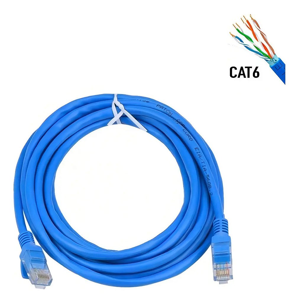 Detalhes de Cabo de Rede Cat6 Gigabit RJ45 5m Patch Cord Plus Cable Azul PC-ETH6U50BL