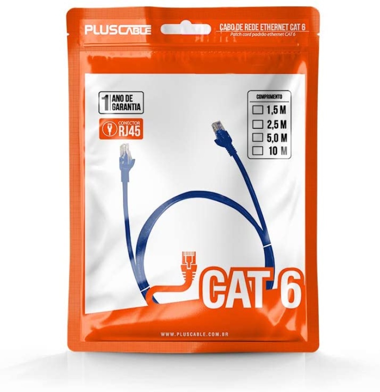 Detalhes de Cabo de Rede Cat6 Gigabit RJ45 10m Azul Patch Cord Plus Cable
