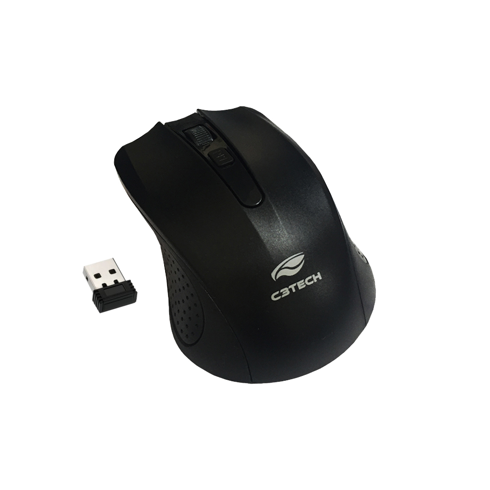 Mouse Sem Fio C3Tech M-W20BK Preto 1000 DPI com Receptor Nano USB