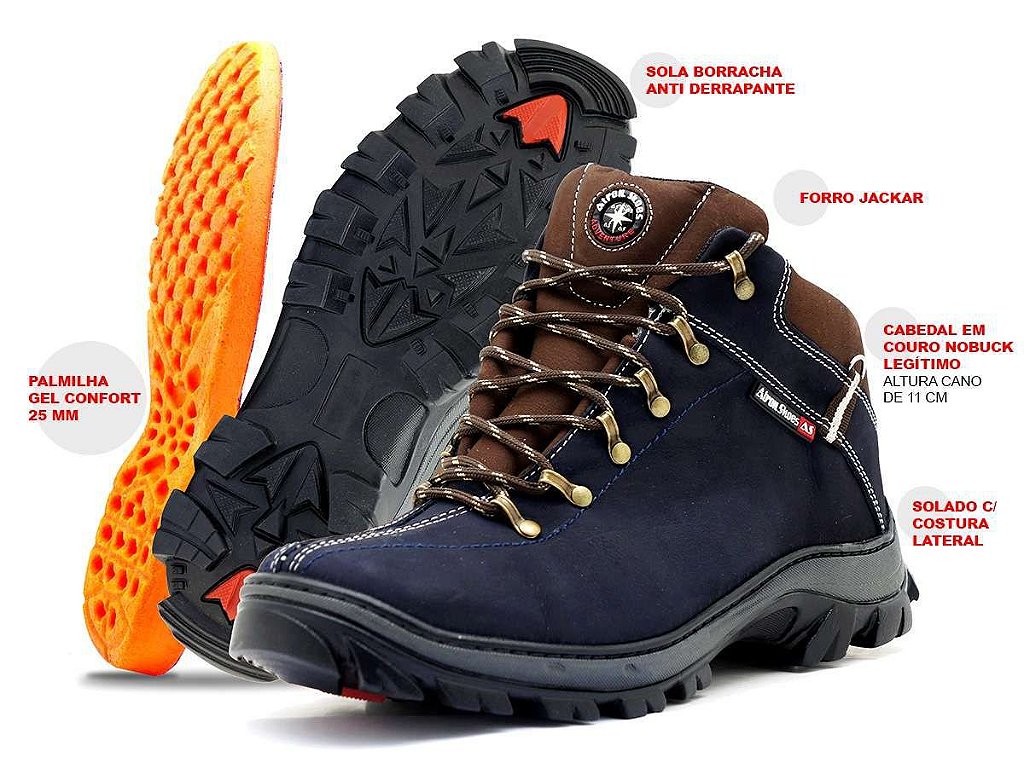 bota de couro cano curto masculino