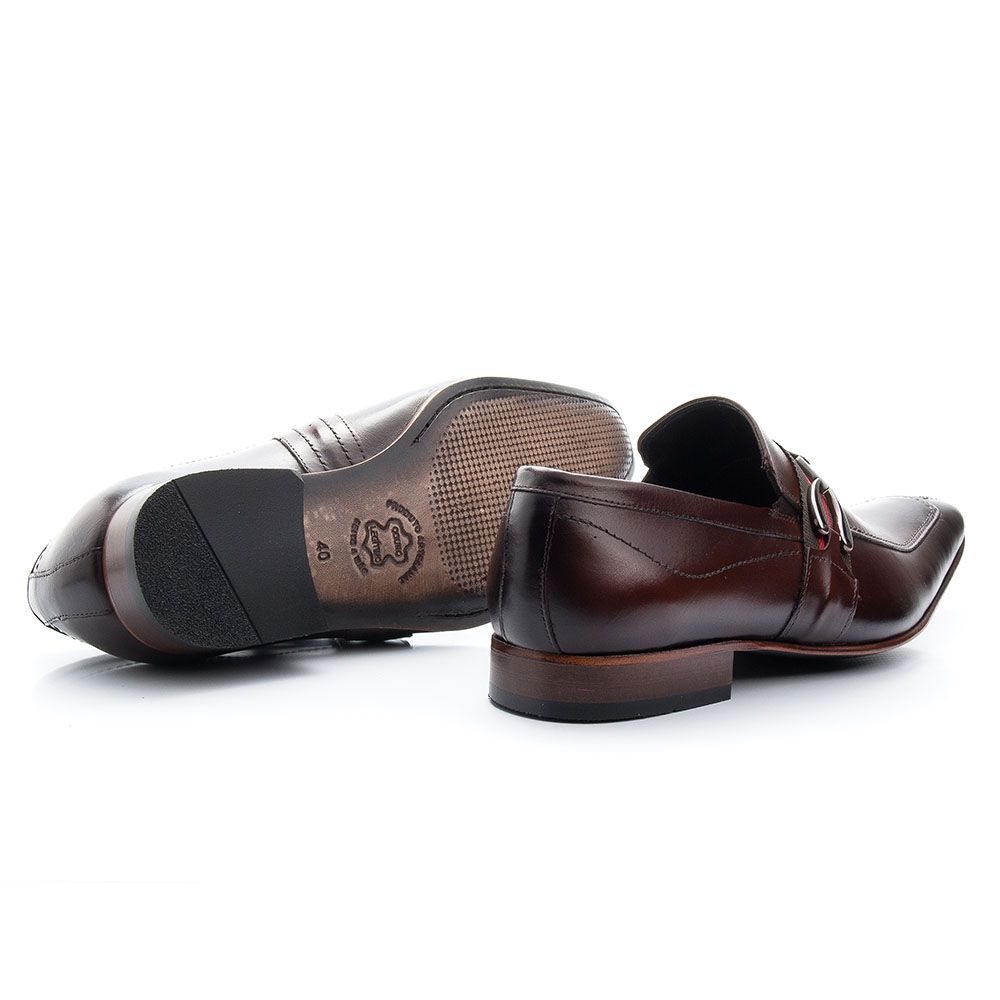 Sapato Social Masculino Couro Marrom Estilo Italiano - Loja Santa Fé  Calçados Masculinos e Femininos Franca