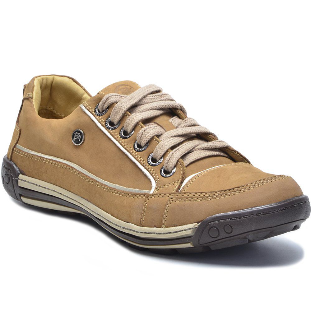 Sapatênis Masculino Confortável Casual Couro Bege - Loja Santa Fé Calçados  Masculinos e Femininos Franca