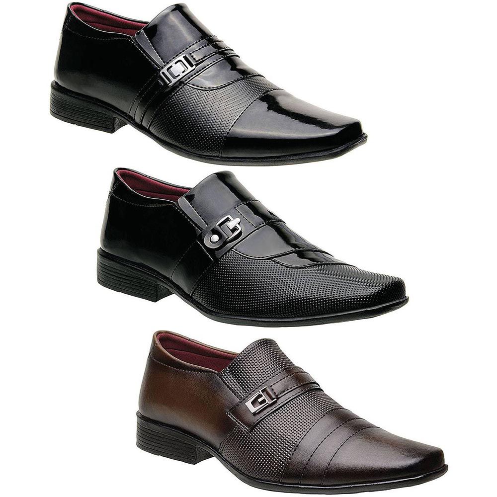 Kit 3 Pares Sapatos Sociais Masculinos Ascoli - Loja Santa Fé Calçados  Masculinos e Femininos Franca