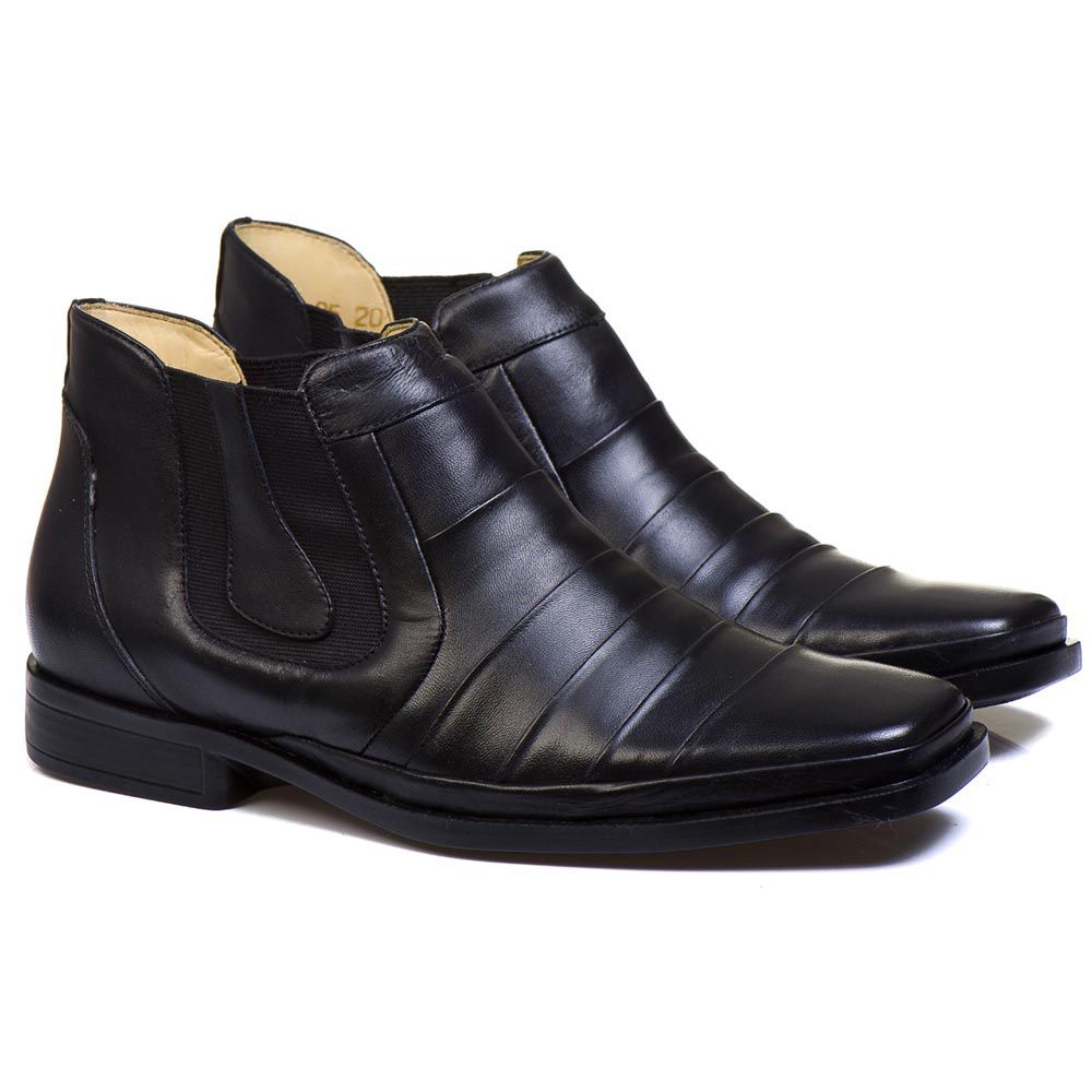 bota confortável masculina antistress couro preto