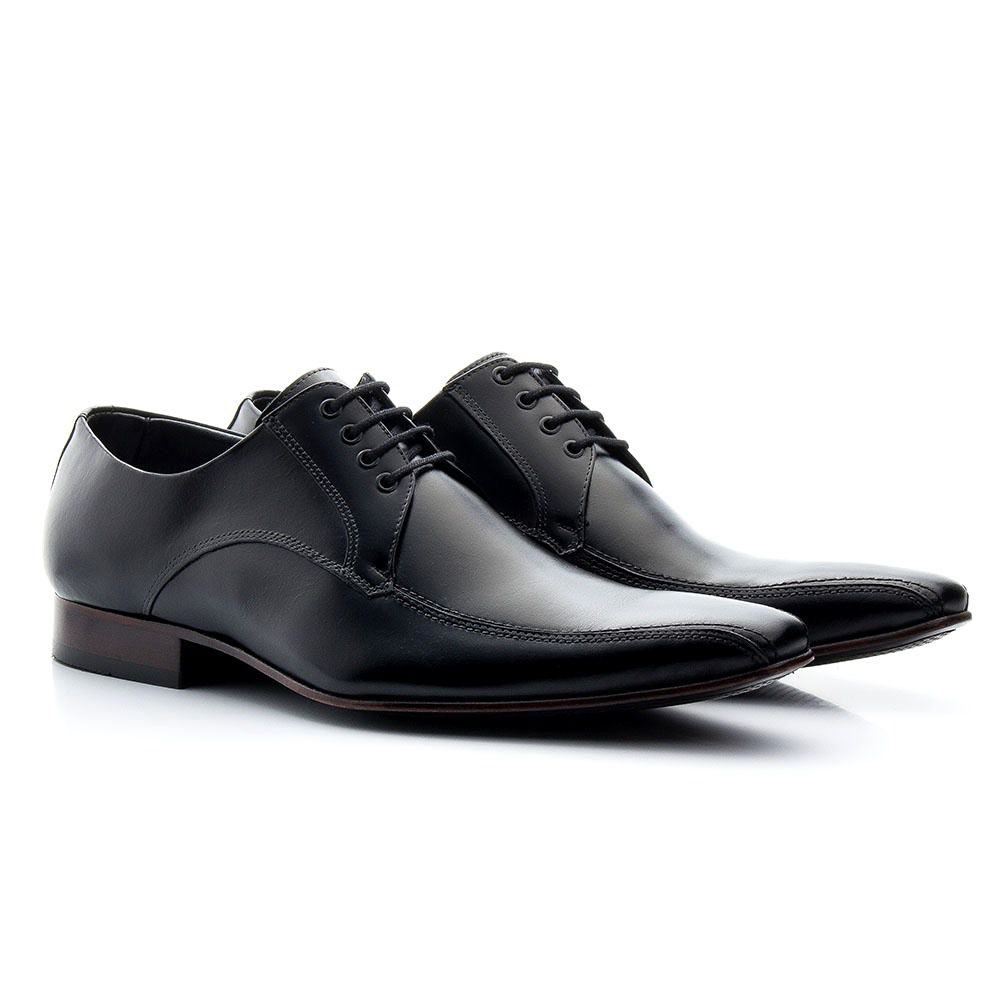Sapato Social Preto Masculino Couro Preto com Cadarço - Loja Santa Fé  Calçados Masculinos e Femininos Franca