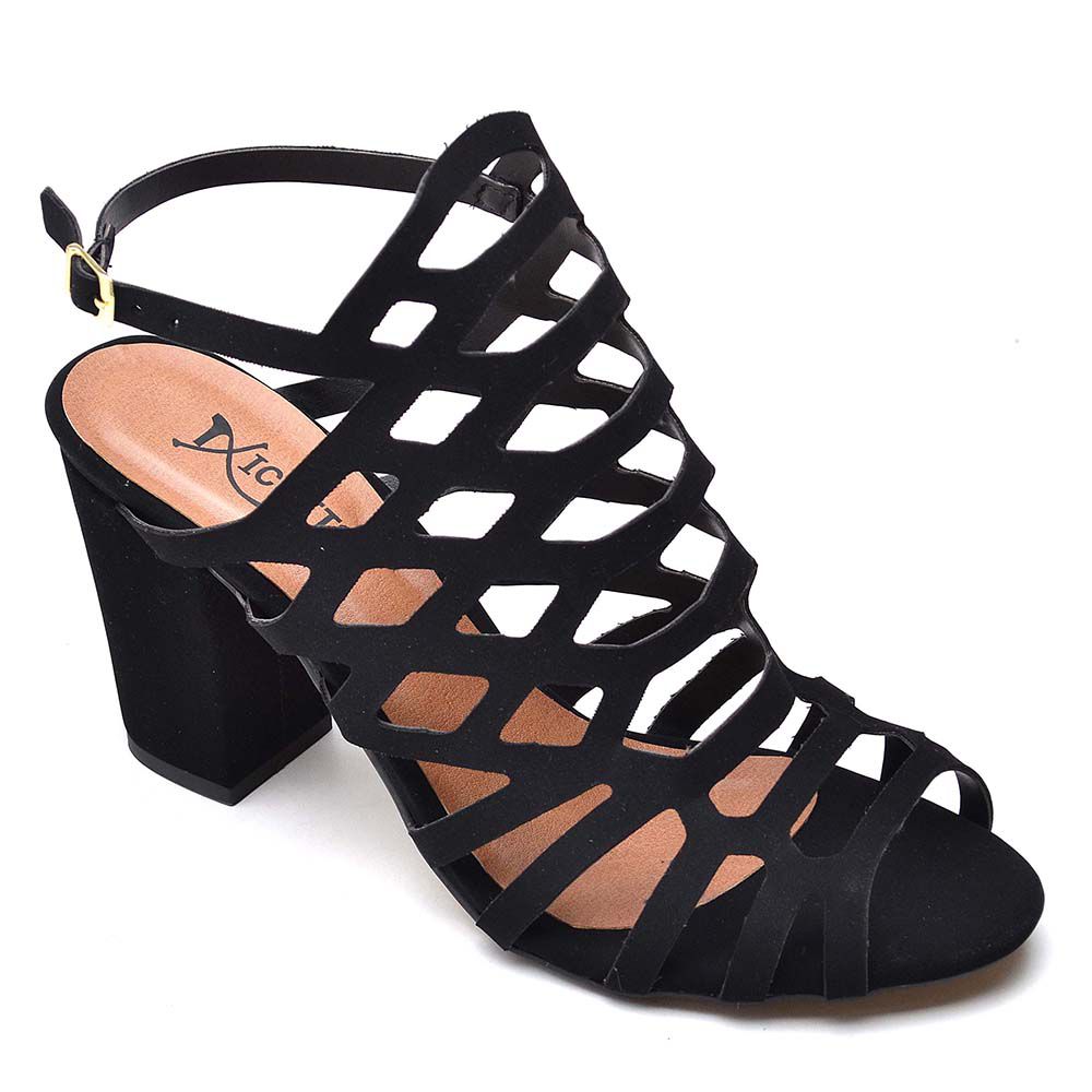 sandalia salto grosso gladiadora