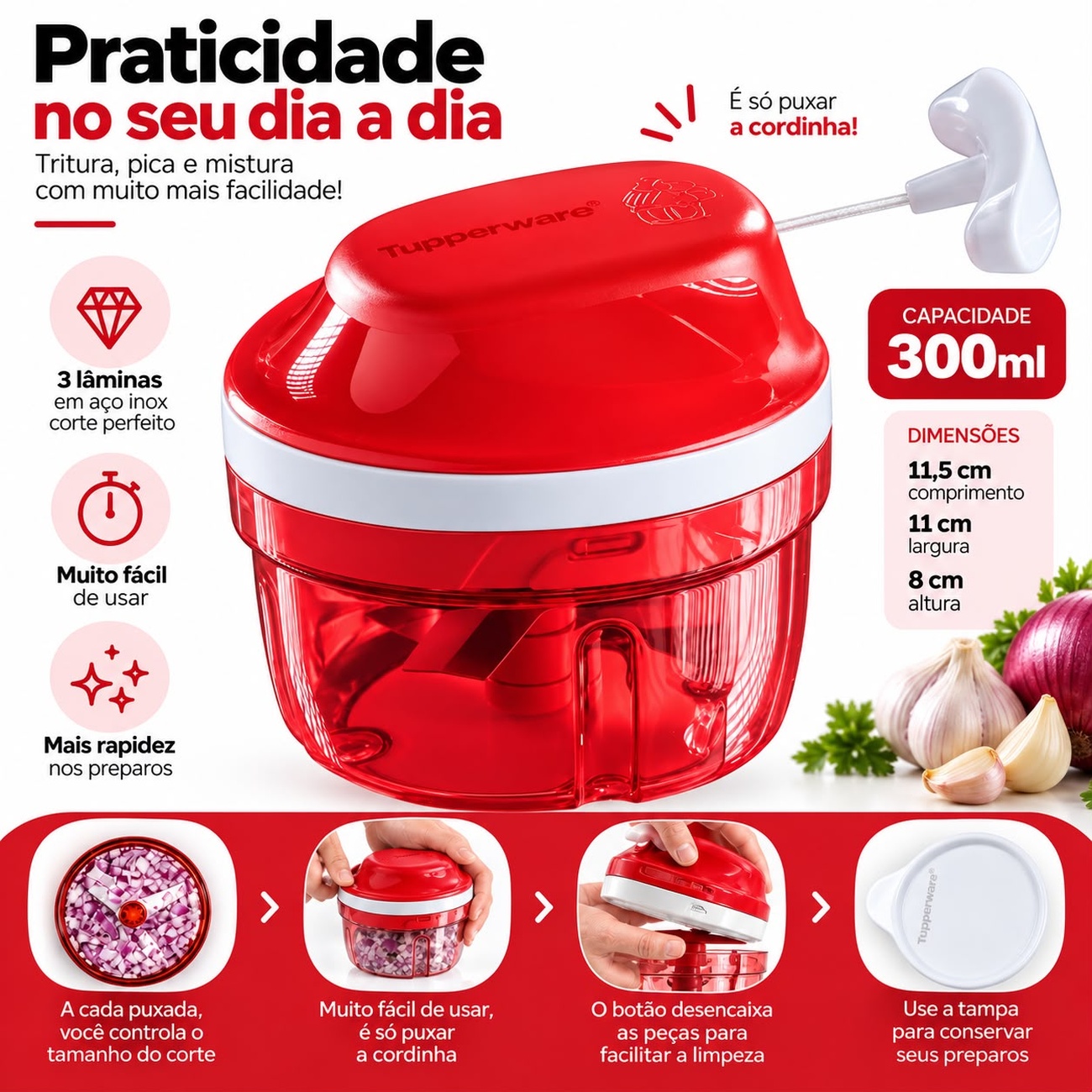 Tupperware Turbo Chef Supersonic 300ml Mini Triturador Original