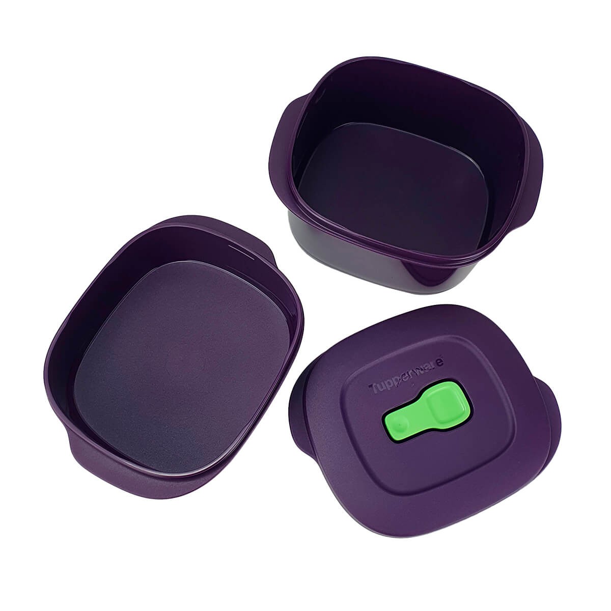 Tupperware Cristalwave Quadrada II 800ml + 500ml Beringela