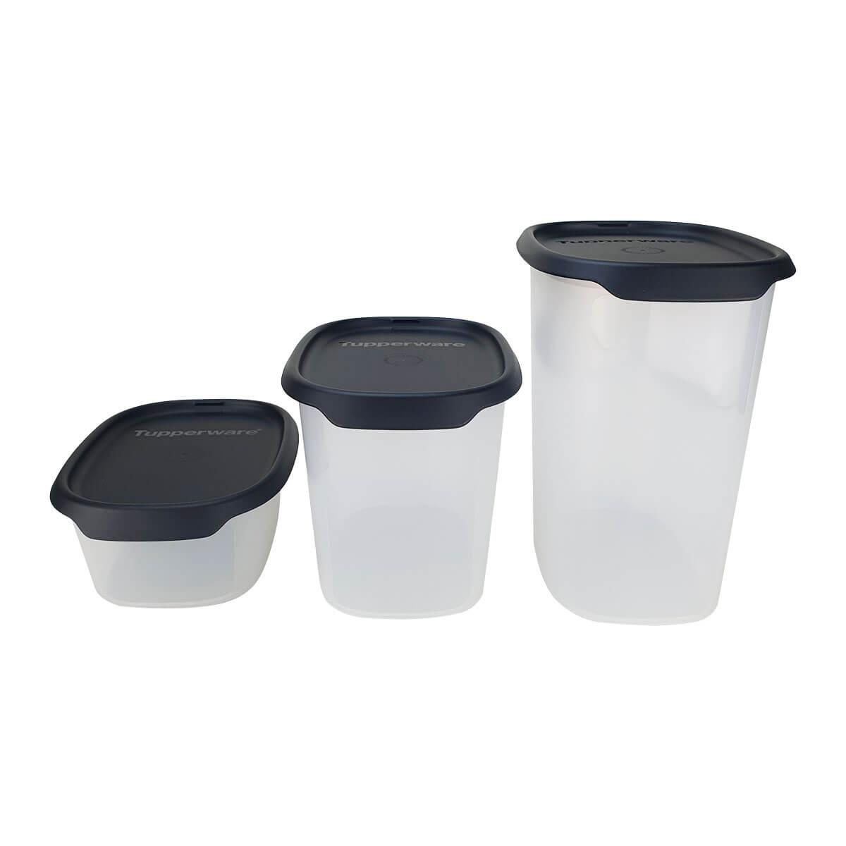 Kit Tupperware Toque + Touch Fresh Oval Preto Translúcido 3 peças