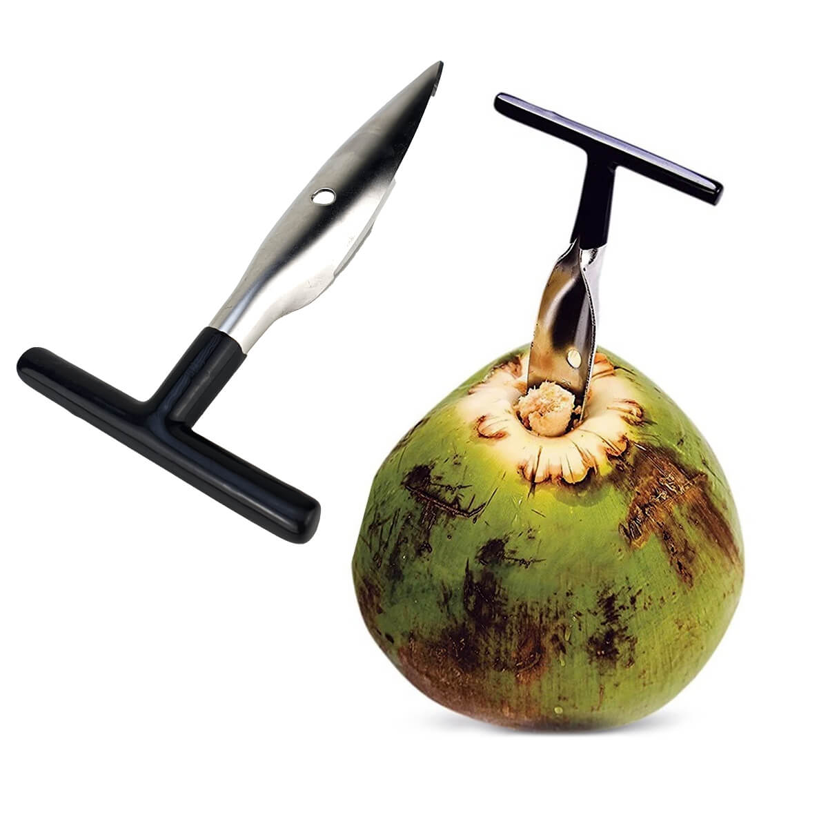 Abridor de Coco Perfurador Manual Inox - Fura Coco Rápido