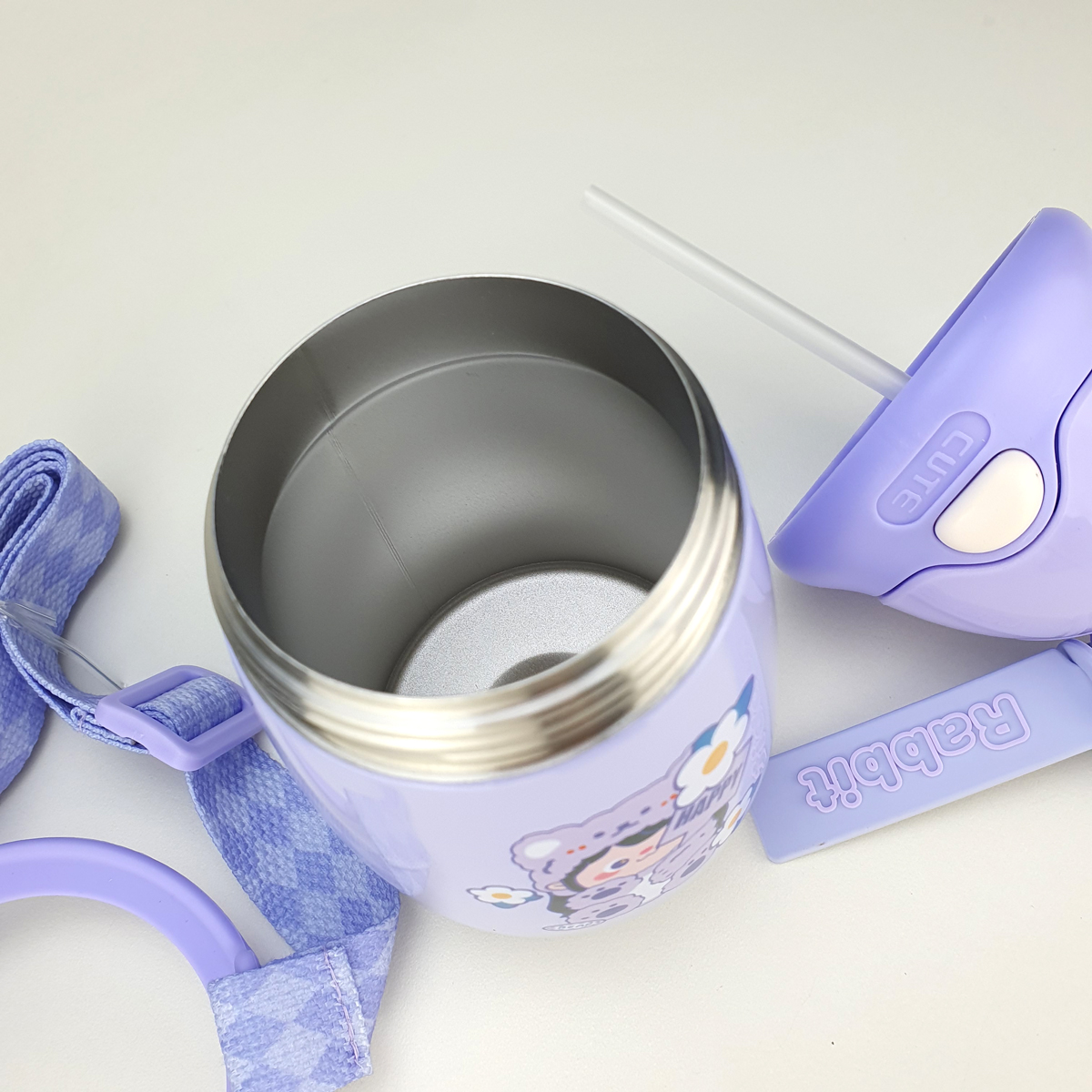 Garrafa Térmica Infantil Aço Inox 350ml Alça Rabbit Roxa - Comprar ...