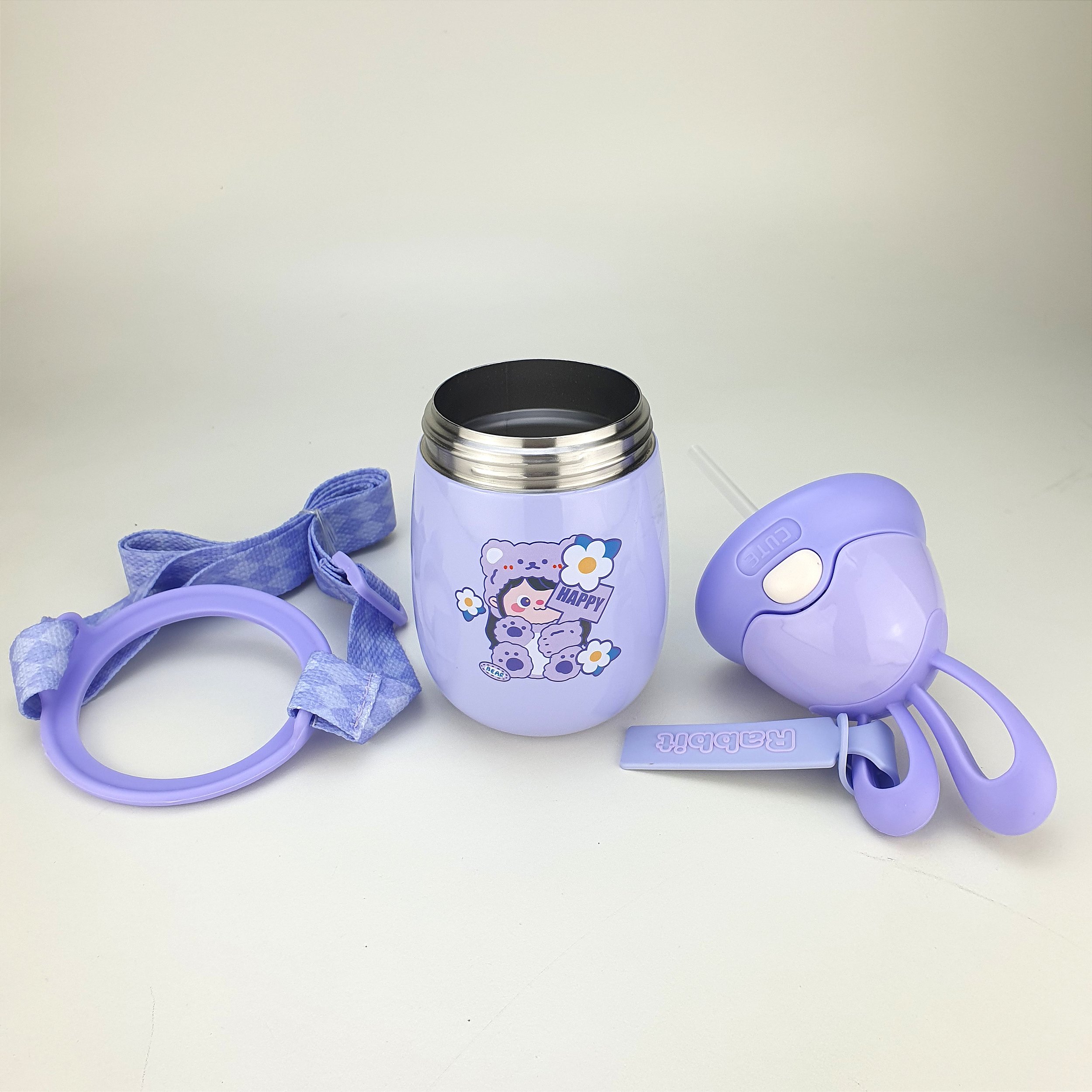 Garrafa Térmica Infantil Aço Inox 350ml Alça Rabbit Roxa - Comprar ...