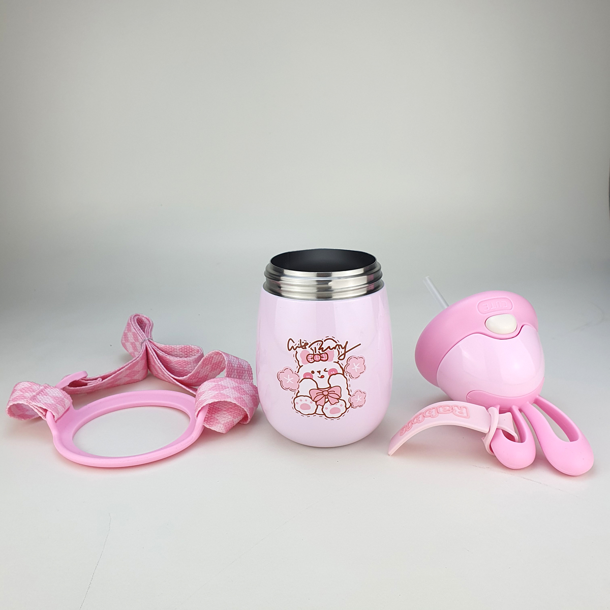 Garrafa Térmica Infantil Aço Inox 350ml Alça Rabbit Rosa - Comprar ...