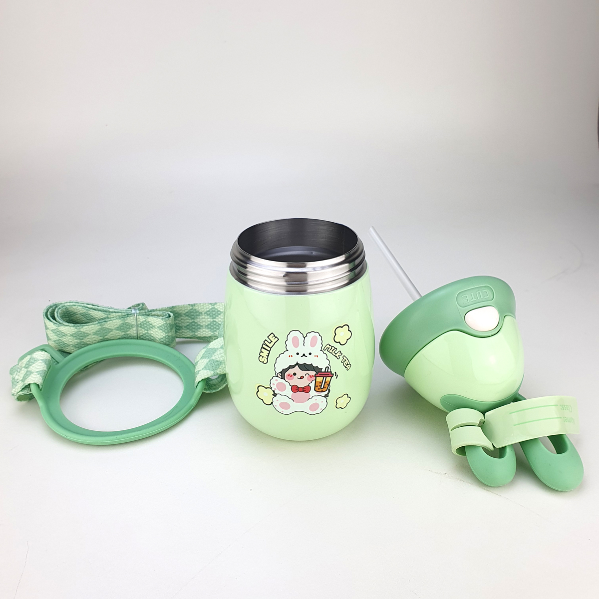 Garrafa Térmica Infantil Aço Inox 350ml Alça Rabbit Verde - Comprar ...