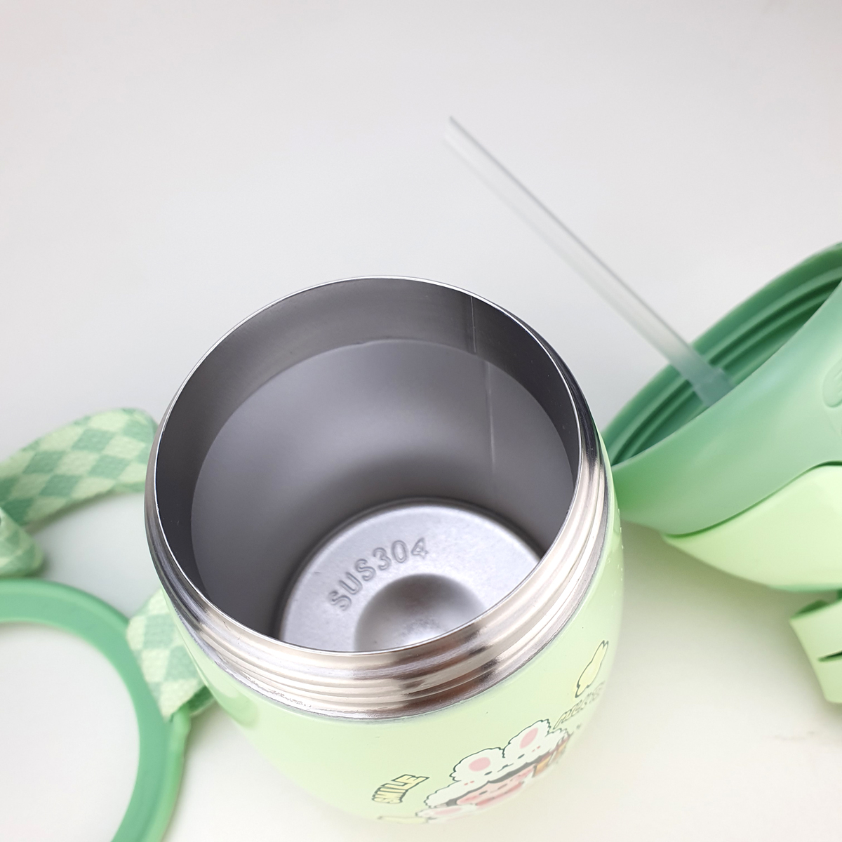 Garrafa Térmica Infantil Aço Inox 350ml Alça Rabbit Verde - Comprar ...